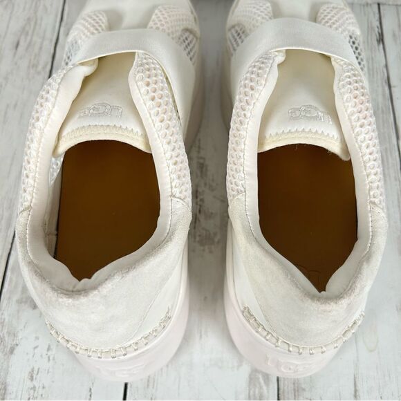 UGG Womens Libu Lite White Fashion Platform Leather Mesh Sneaker Size 9.5 - Picture 10 of 11